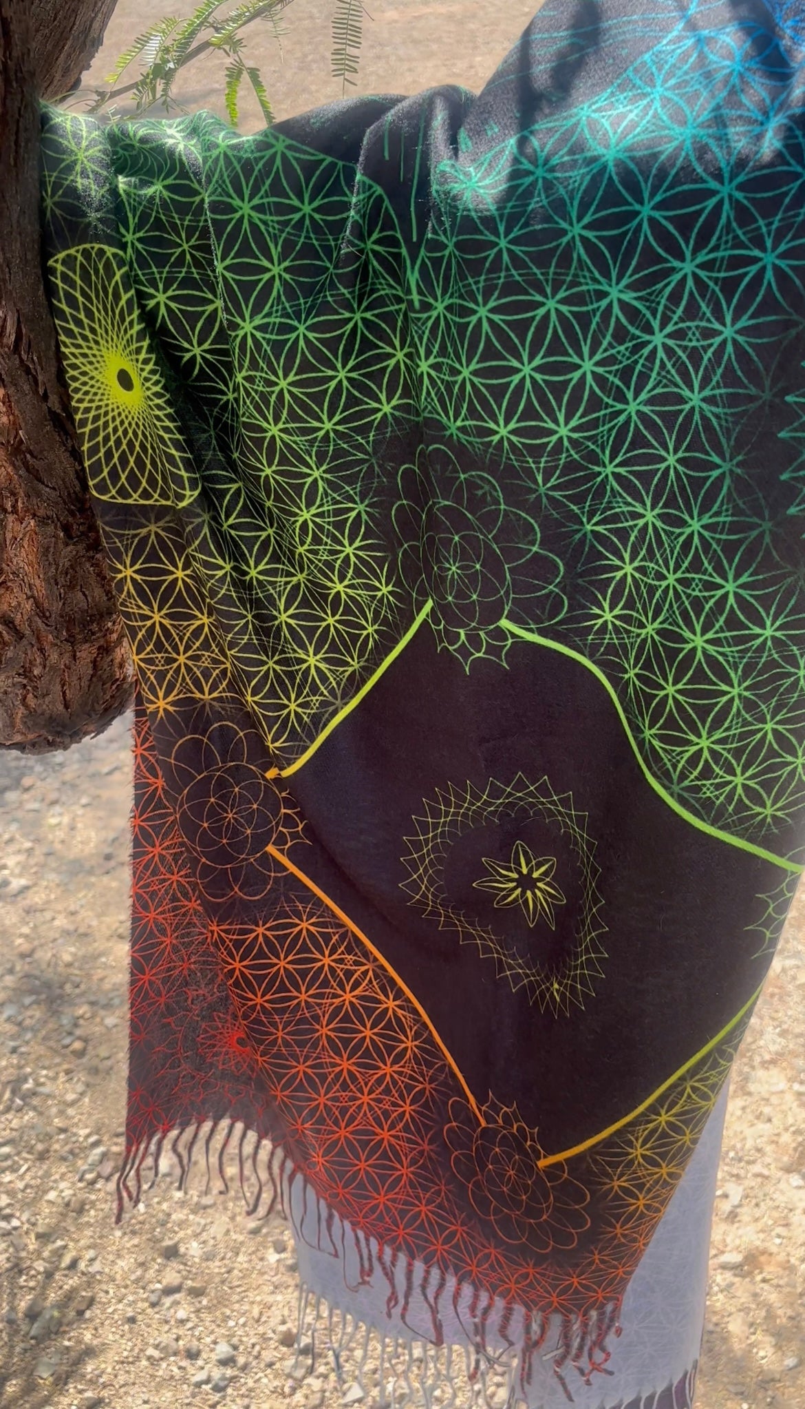 Rainbow Sacred Geometry Pashmina