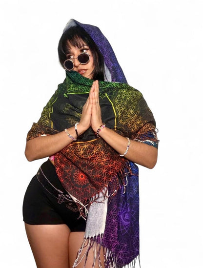 Rainbow Sacred Geometry Pashmina