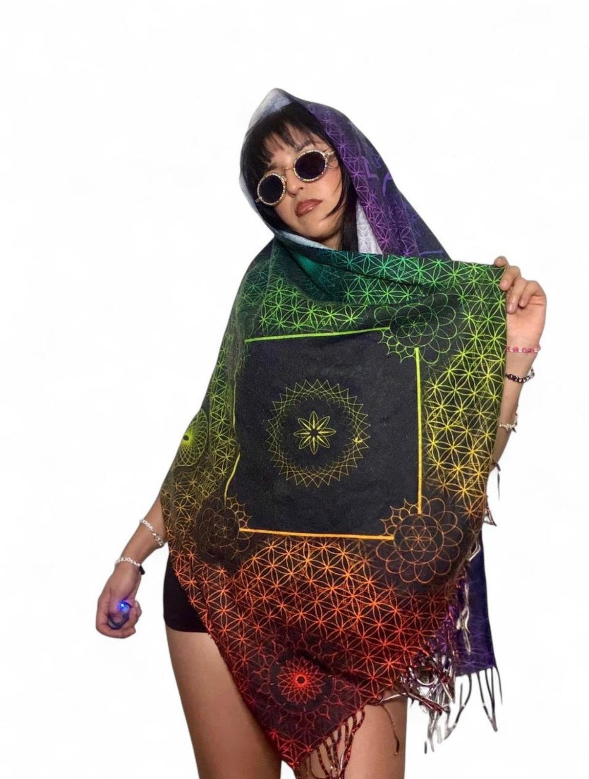 Rainbow Sacred Geometry Pashmina