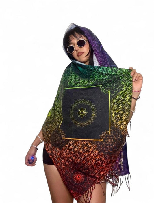 Rainbow Sacred Geometry Pashmina