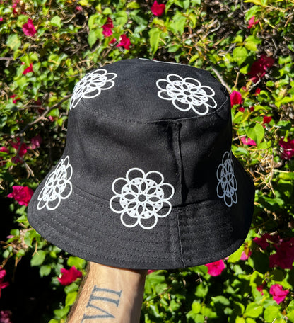 White Hllucn8 Flower Bucket Hat