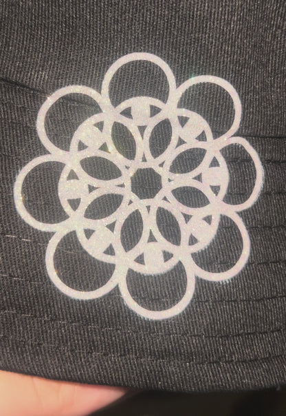 White Hllucn8 Flower Bucket Hat